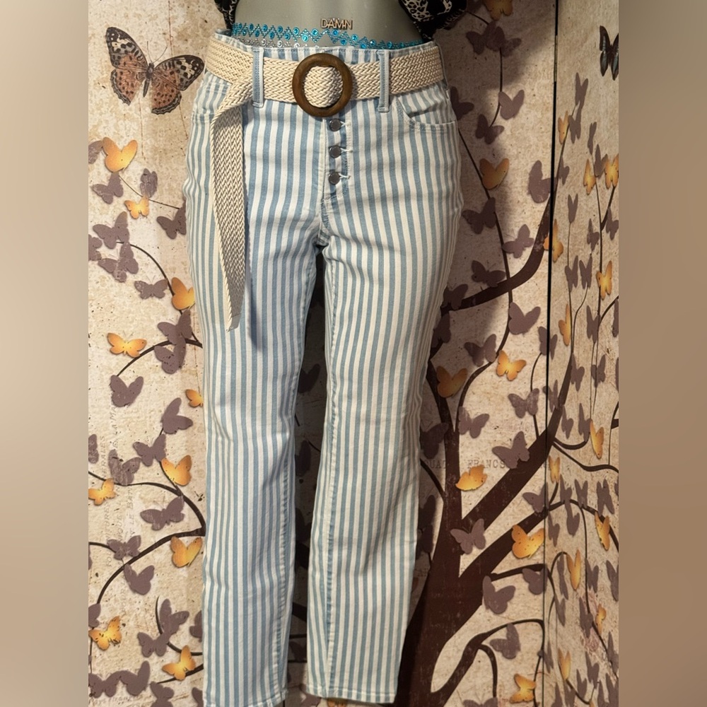 🤍🩵Blue and White Striped Skinnies🩵🤍